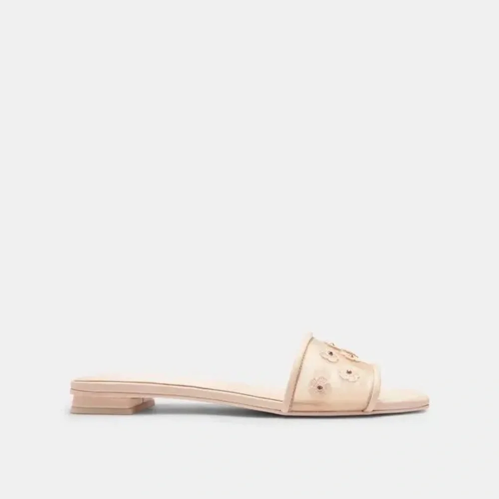 New COACH Flat Sandal With Tea Rose - Blush Size 10